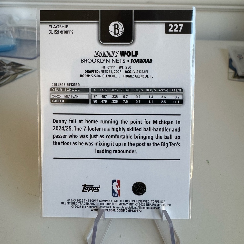 🔥 2025 Danny Wolf Topps NBA Rookie Prizm Card. - Picture 2 of 2